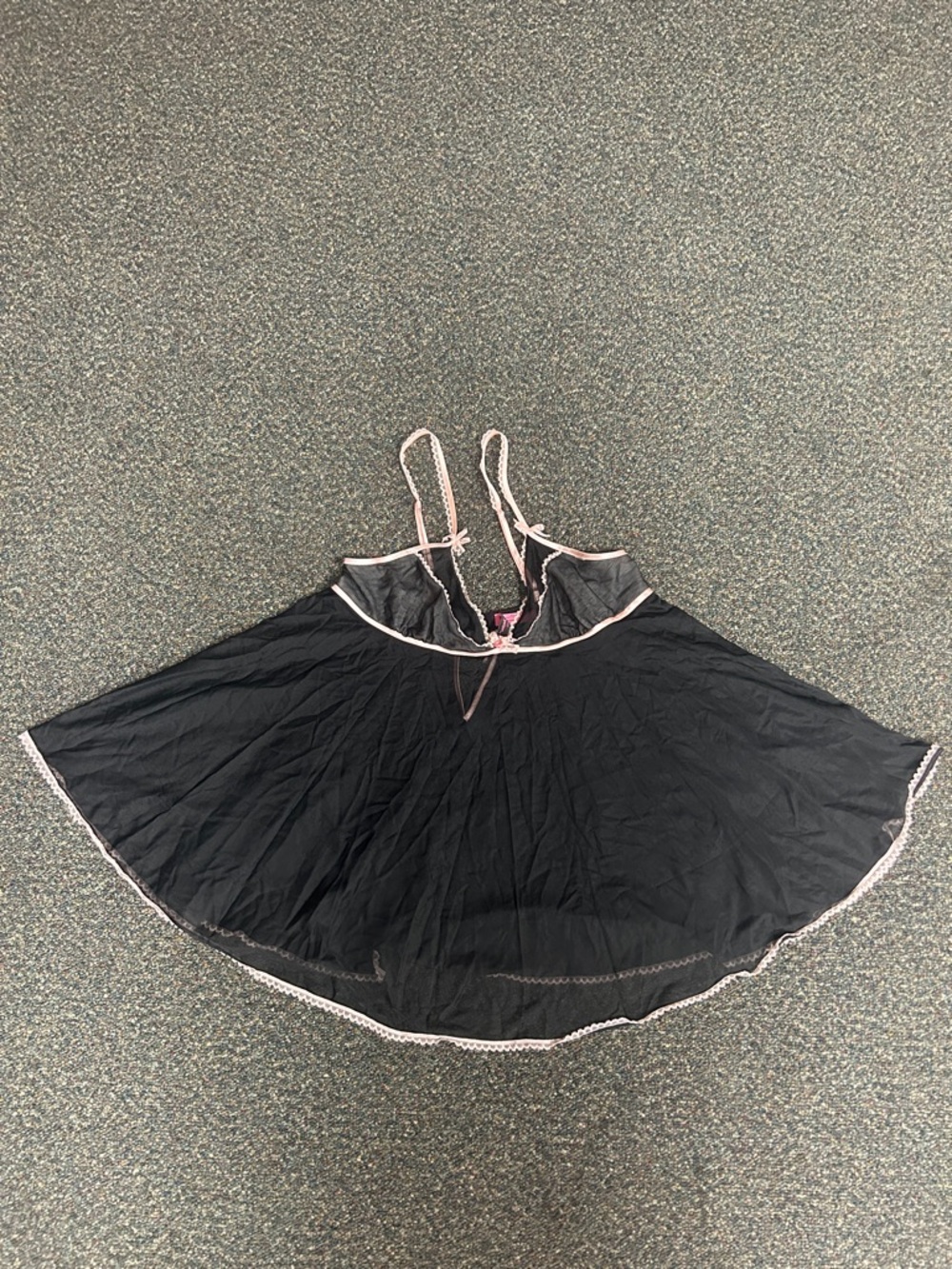 Betsey Johnson Black Chemise with Pink Ribbon Accents